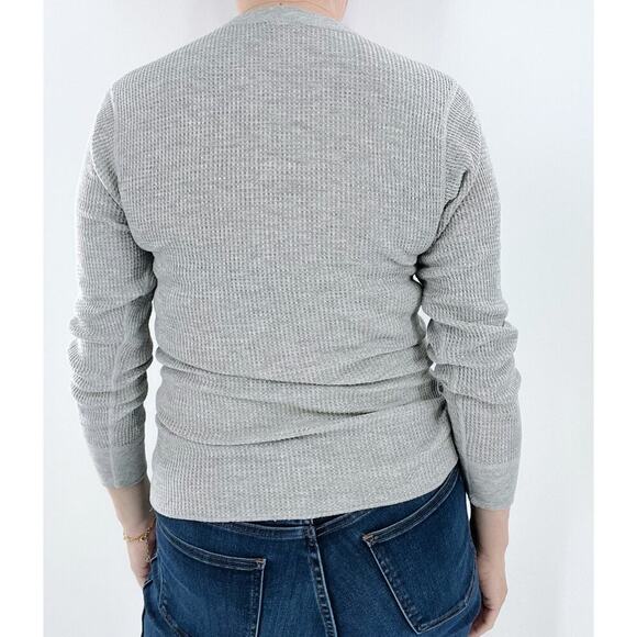 Vintage 90s Hanes Gray Waffle Crewneck Thermal Size Medium - Picture 2 of 3